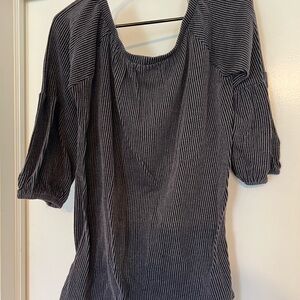 Striped Black and Charcoal Women's Top